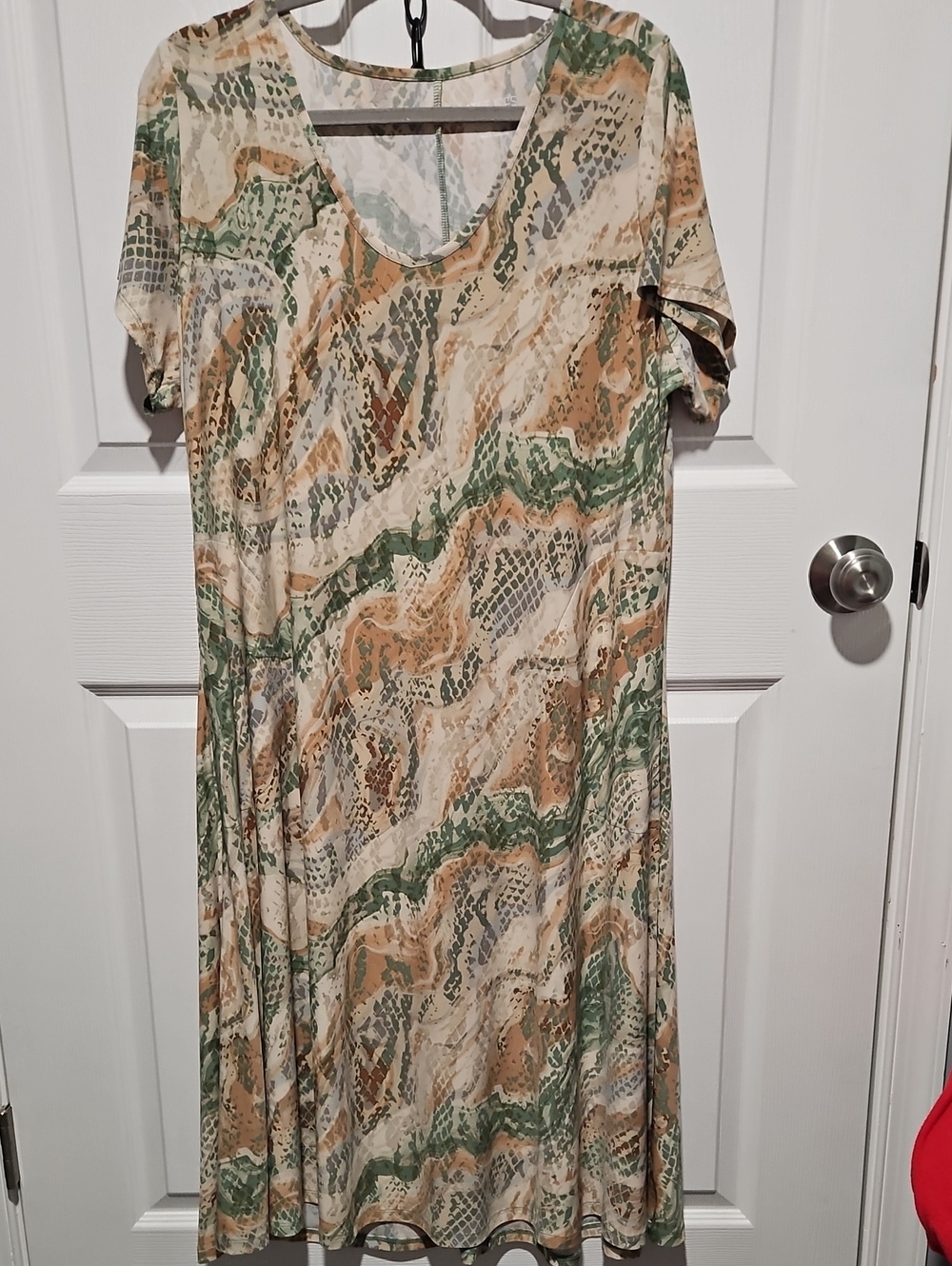 Attitudes by Renee Como Jersey Snake Print Dress 1XLP Plus Size Petite